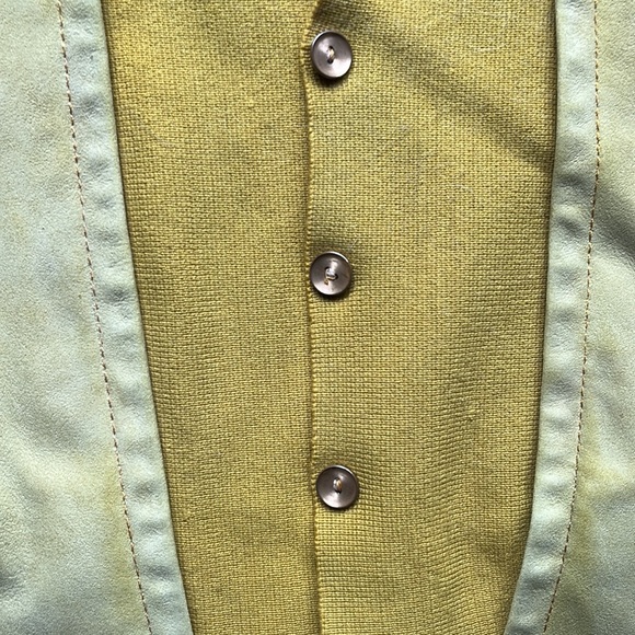 Vintage chartreuse sweater with suede detail - Picture 5 of 5